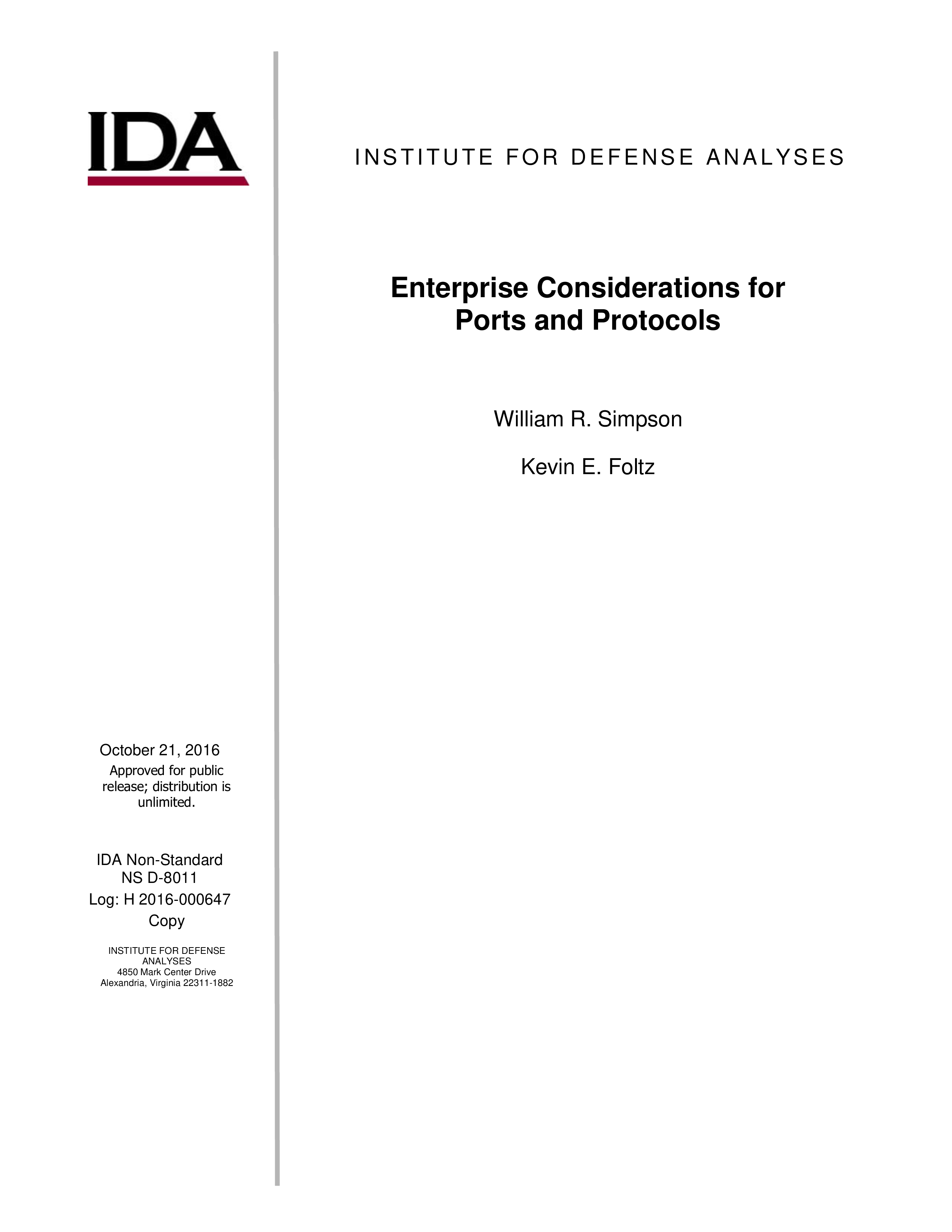 Enterprise Considerations for Ports and Protocols