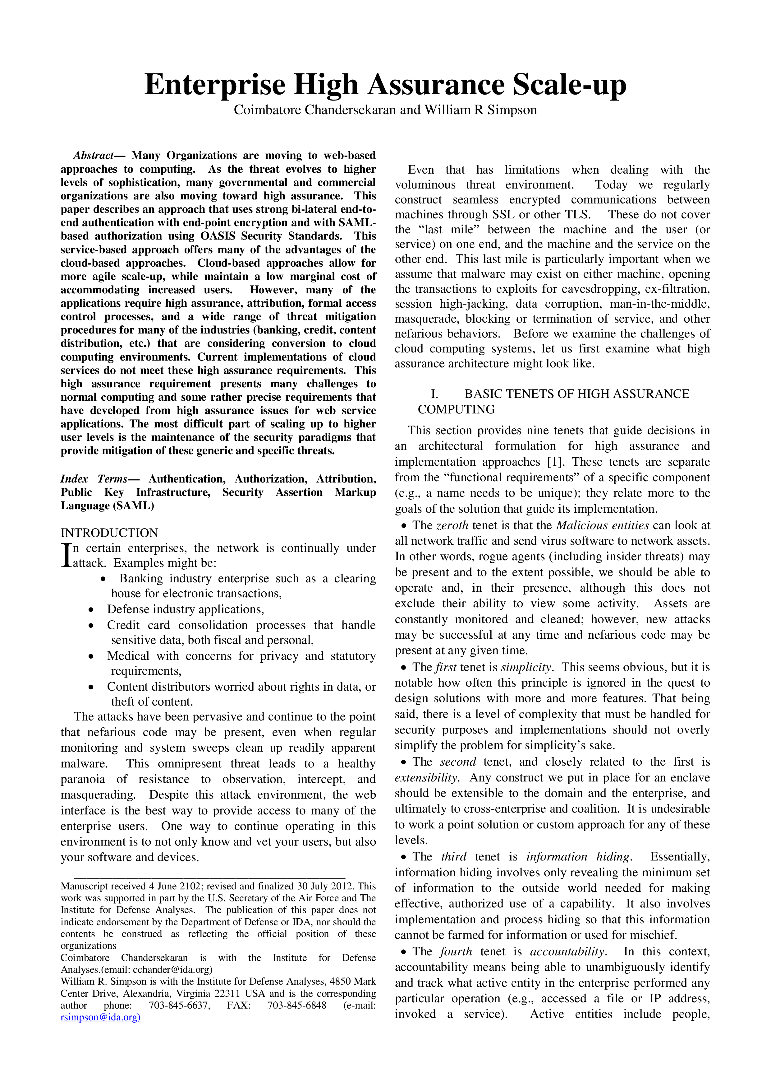 Enterprise High Assurance Scale-up