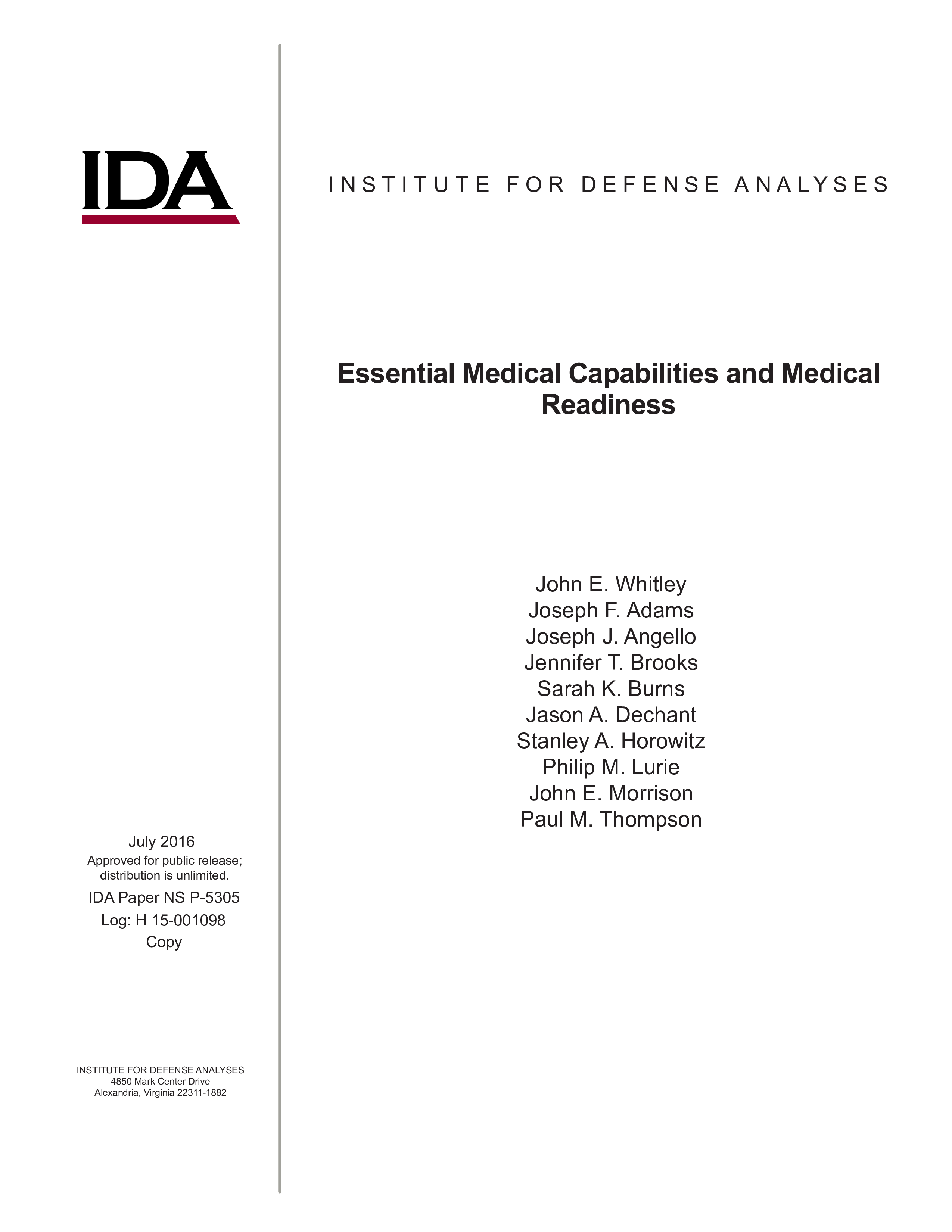 Essential Medical Capabilities and Medical Readiness