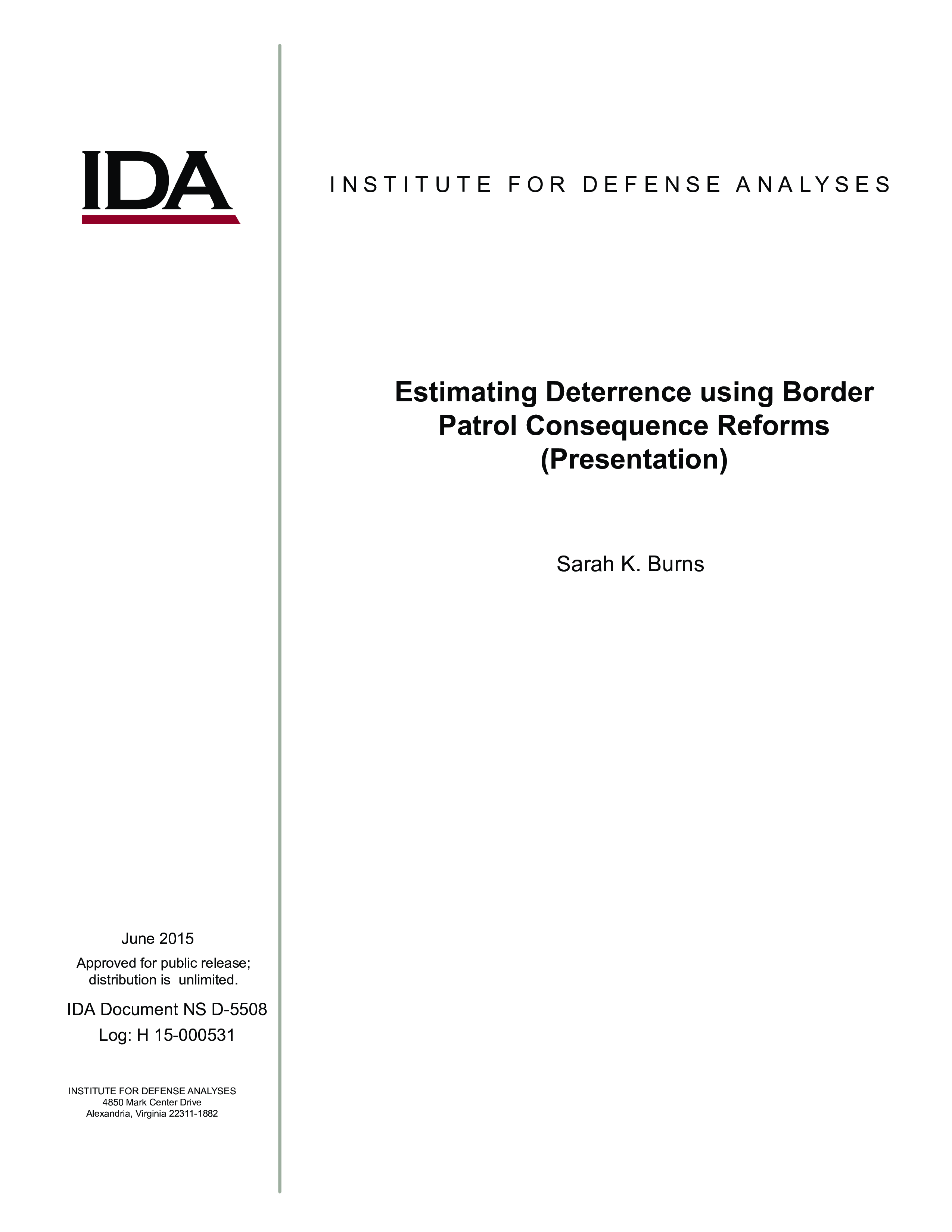 Estimating Deterrence using Border Patrol Consequence Reforms (Presentation)