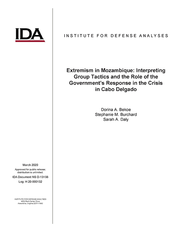 document cover, Extremism in Mozambique: Interpreting Group Tactics and the Role of the Government’s Response in the Crisis in Cabo Delgado
