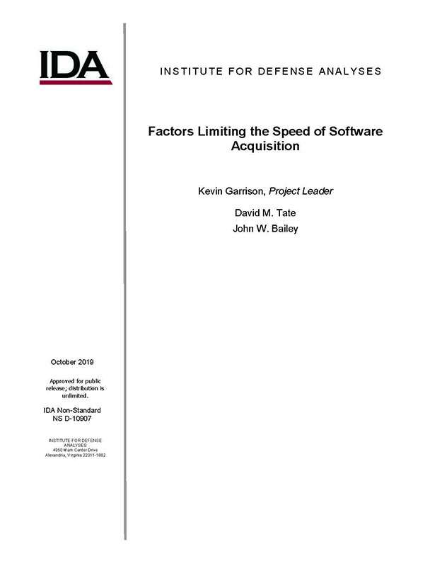 doucment cover, Factors Limiting the Speed of Software Acquisition