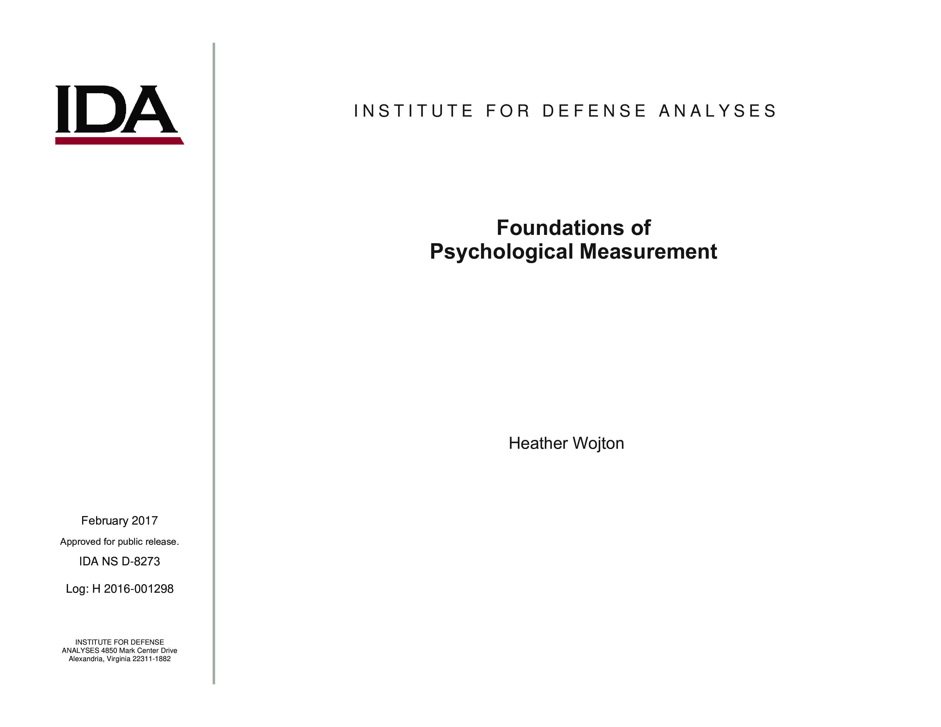 Foundations of Psychological Measurement