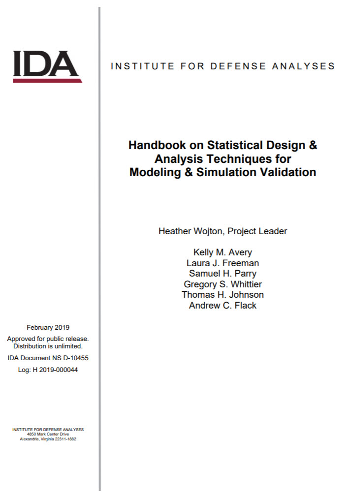  Handbook on Statistical Design & Analysis Techniques for Modeling & Simulation Validation