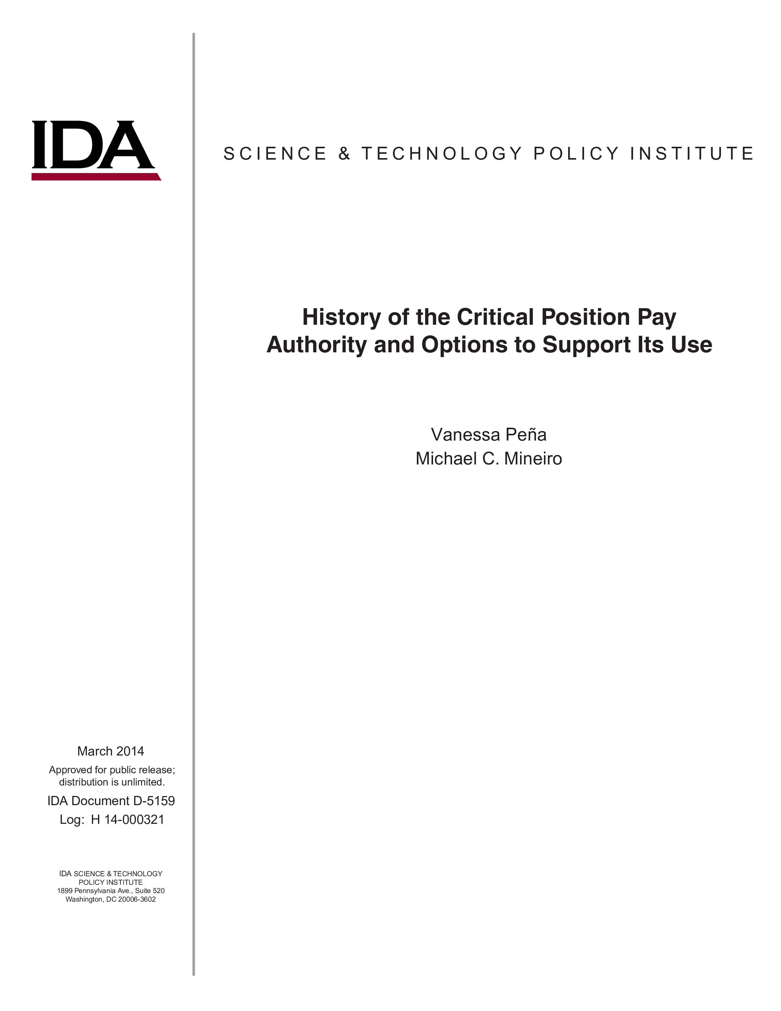 History of the Critical Position Pay Authority and Options to Support Its Use