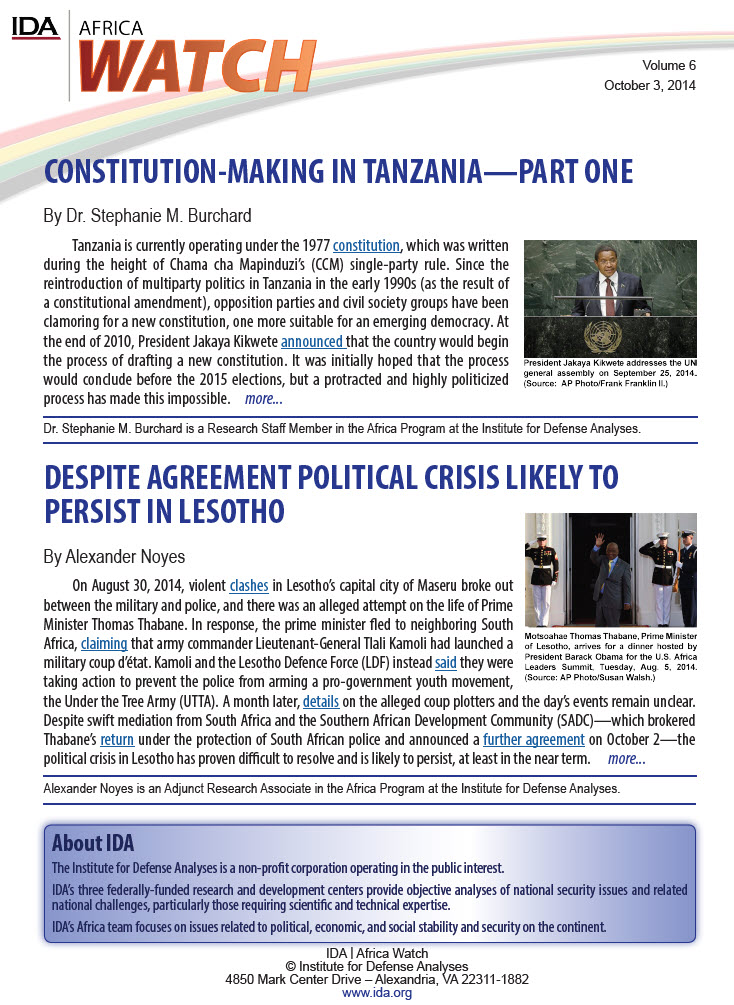 IDA Africa Watch Newsletter Vol 6 2014