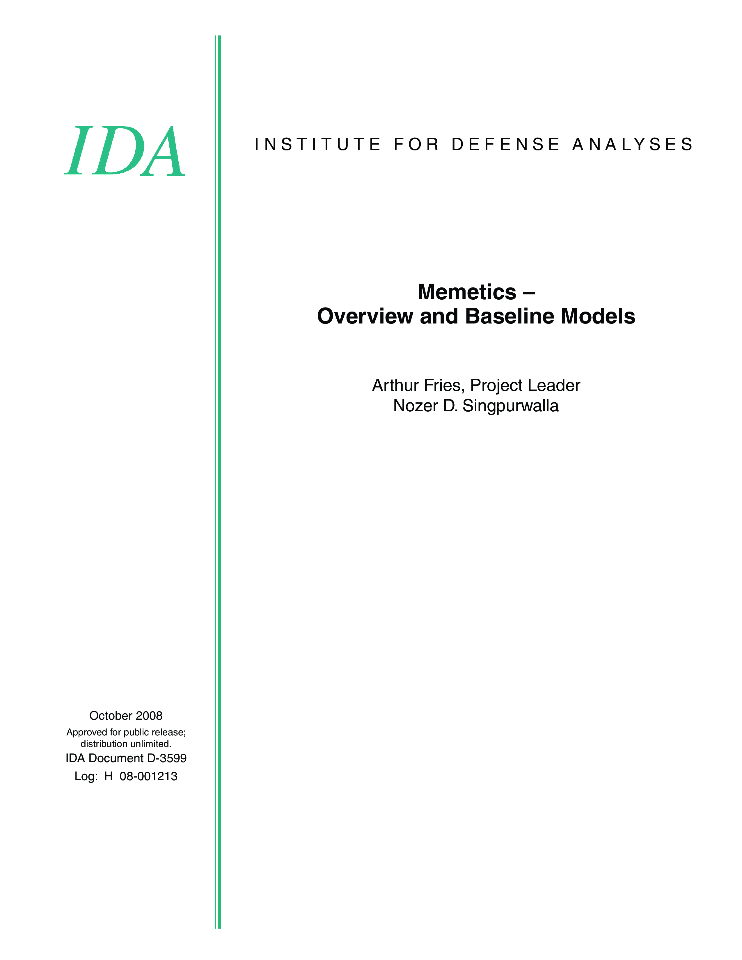 Memetics--Overview and Baseline Models