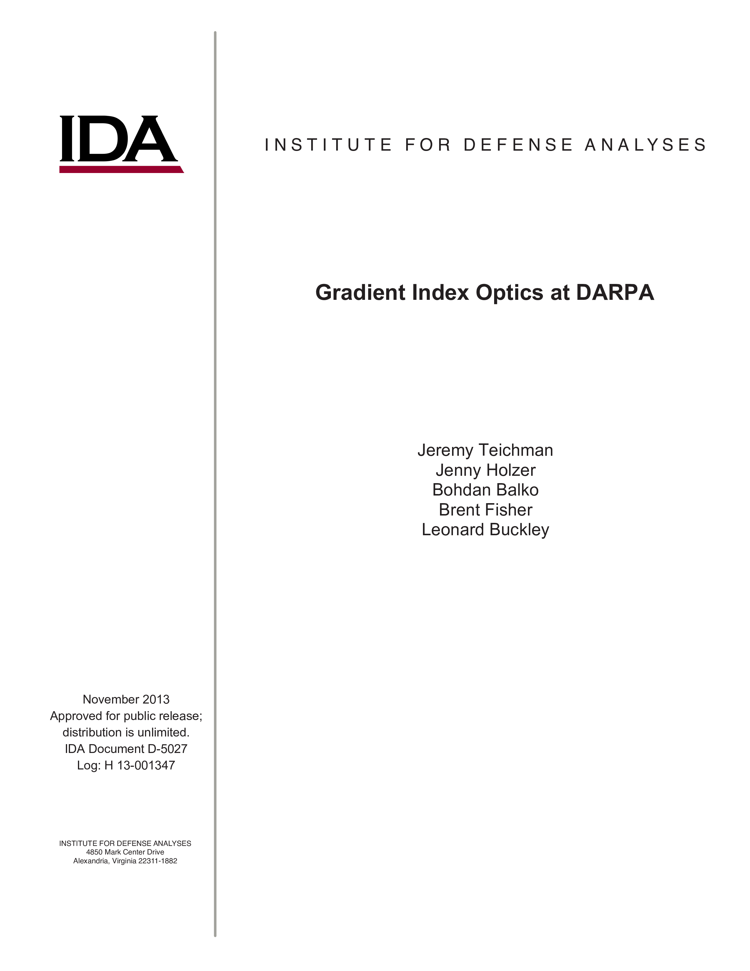 Gradient Index Optics at DARPA
