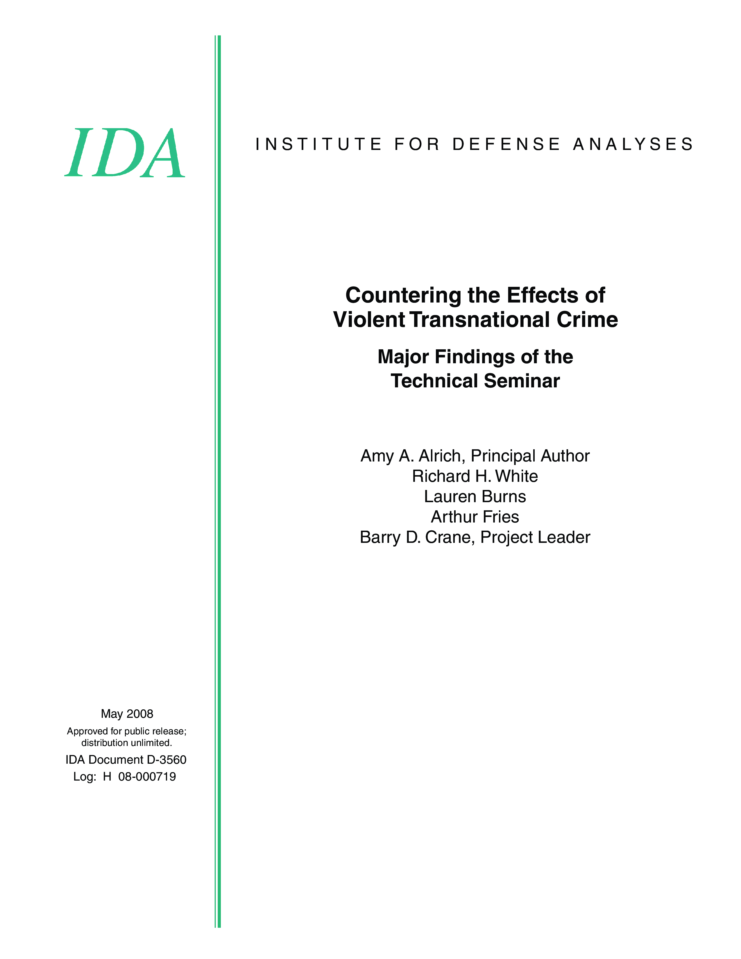 Countering the Effects of Violent Transnational Crime Major Findings of the Technical Seminar