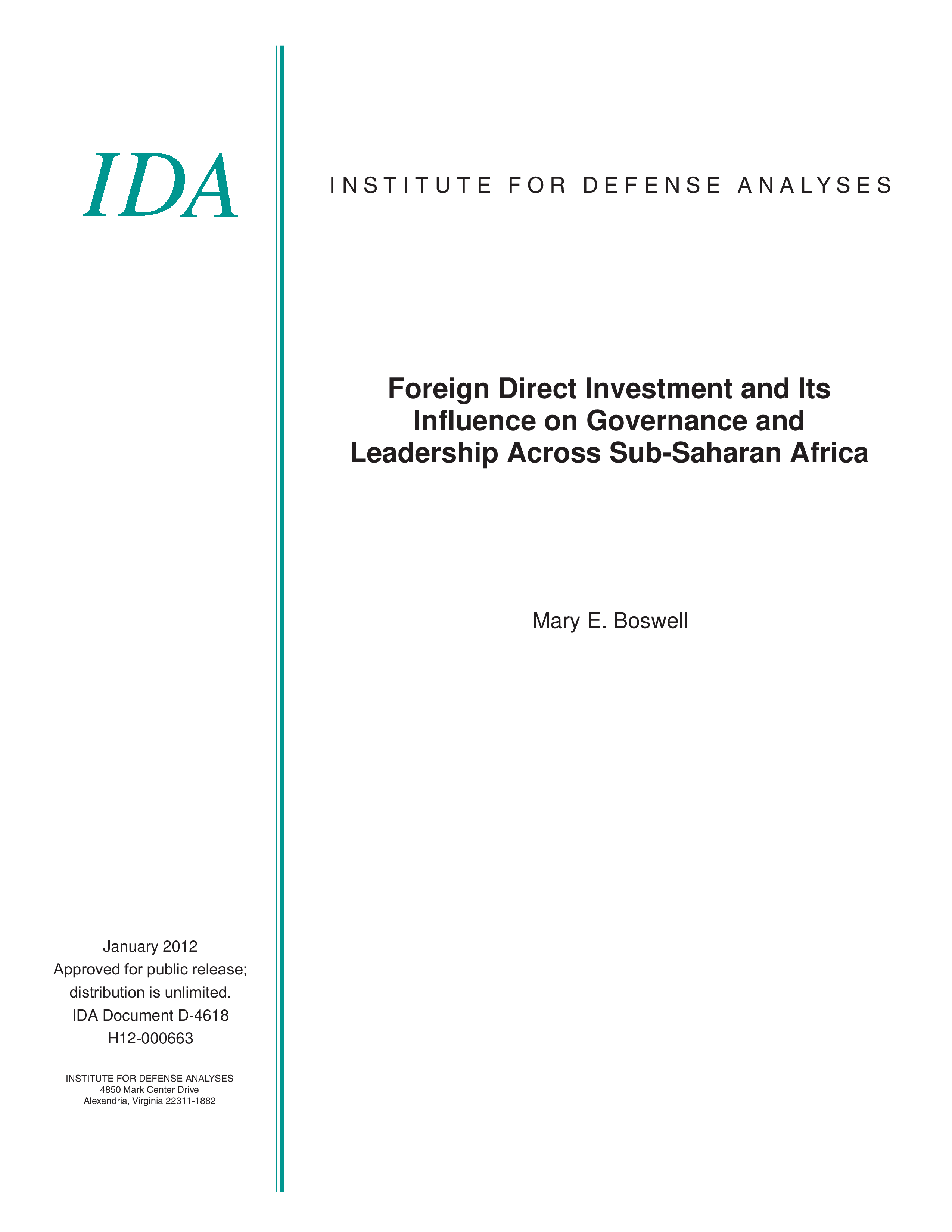 Foreign Direct Investment and Its Influence on Governance and Leadership Across Sub-Saharan Africa