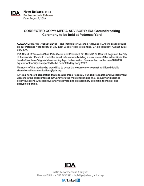 IDA Groundbreaking Media Kit