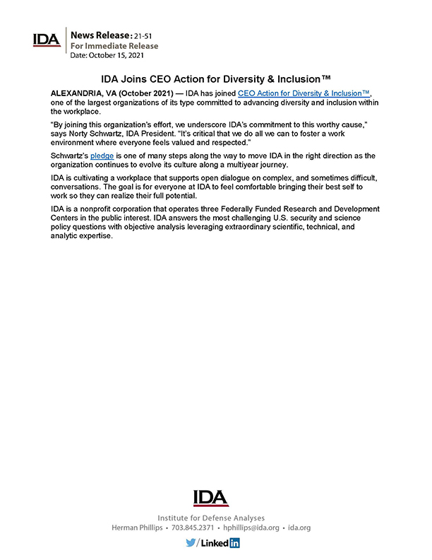 document thumbnail, IDA Joins CEO Action for Diversity & Inclusion™