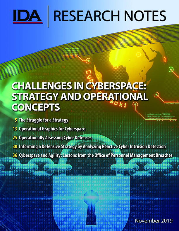 document cover, IDA Research Notes – Challenges in Cyberspace: Strategy and Operational Concepts