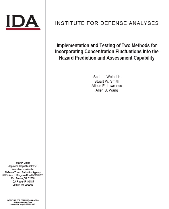 document cover, Implementation and Testing of Two Methods for Incorporating Concentration Fluctuations into the Hazard Prediction and Assessment Capability