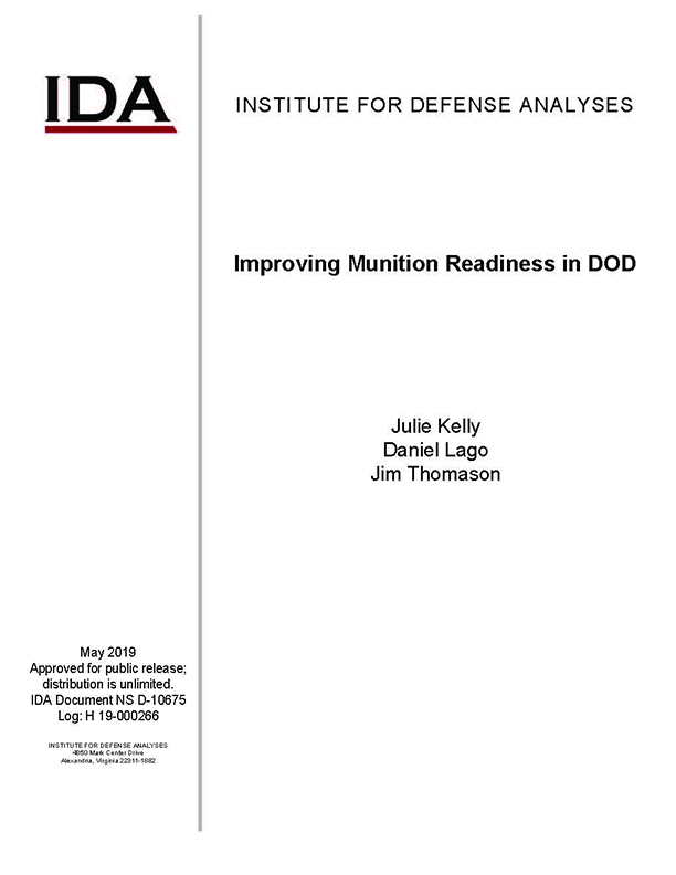 document cover, Improving Munitions Readiness in DoD