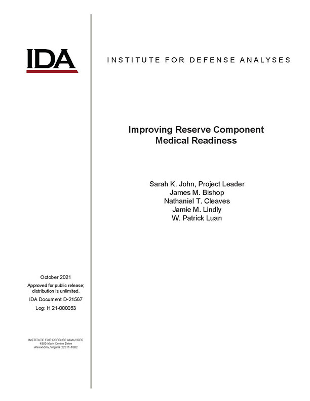 document cover, Improving Reserve Component Medical Readiness