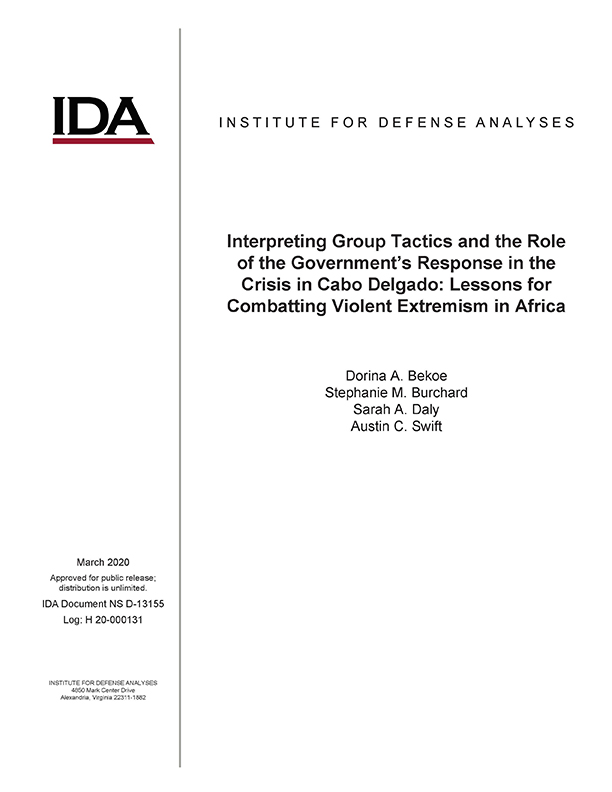 document cover, Interpreting Group Tactics and the Role of the Government’s Response in the Crisis in Cabo Delgado: Lessons for Combatting Violent Extremism in Africa