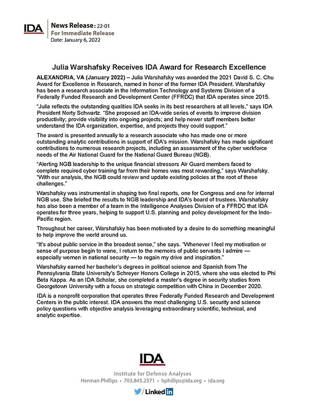 thumbnail, Julia Warshafsky Release 22-01