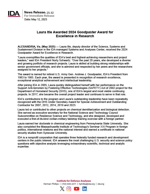 Laura Itle Awarded 2024 Goodpaster Award for Excellence in Research