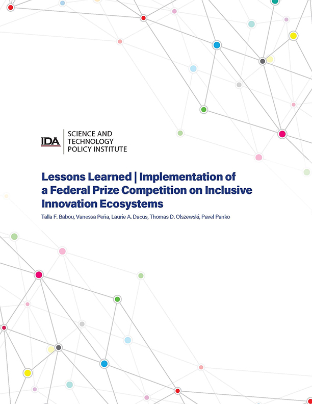 document cover, Lessons Learned: Implementation of a Federal Prize Competition on Inclusive Innovation Ecosystems