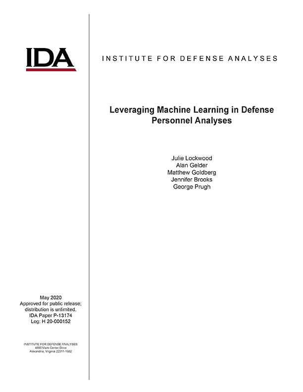 document cover, Leveraging Machine Learning in Defense Personnel Analyses
