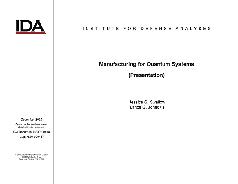 document cover, Manufacturing for Quantum Systems (Presentation)
