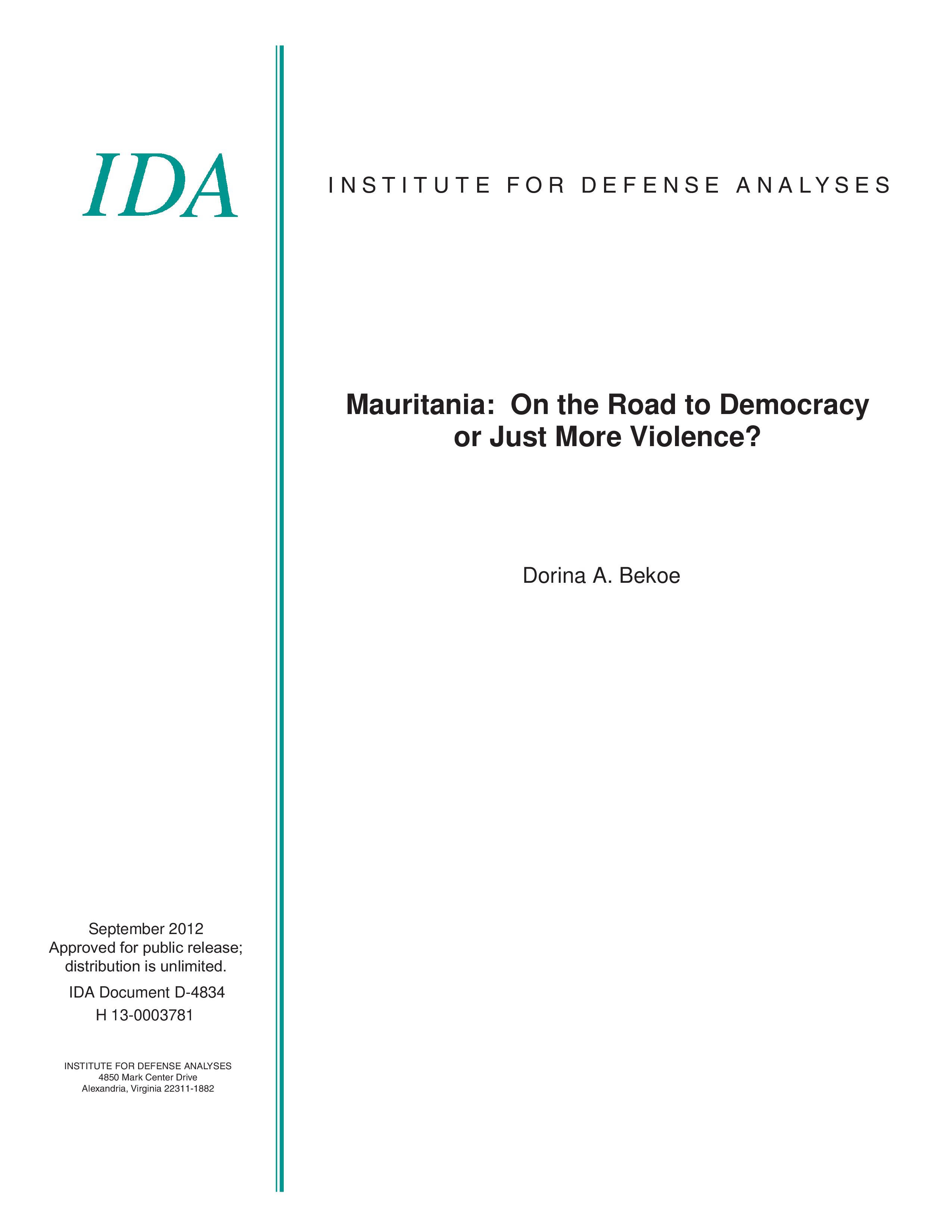 Mauritania:  On the Road to Democracy  or Just More Violence? 