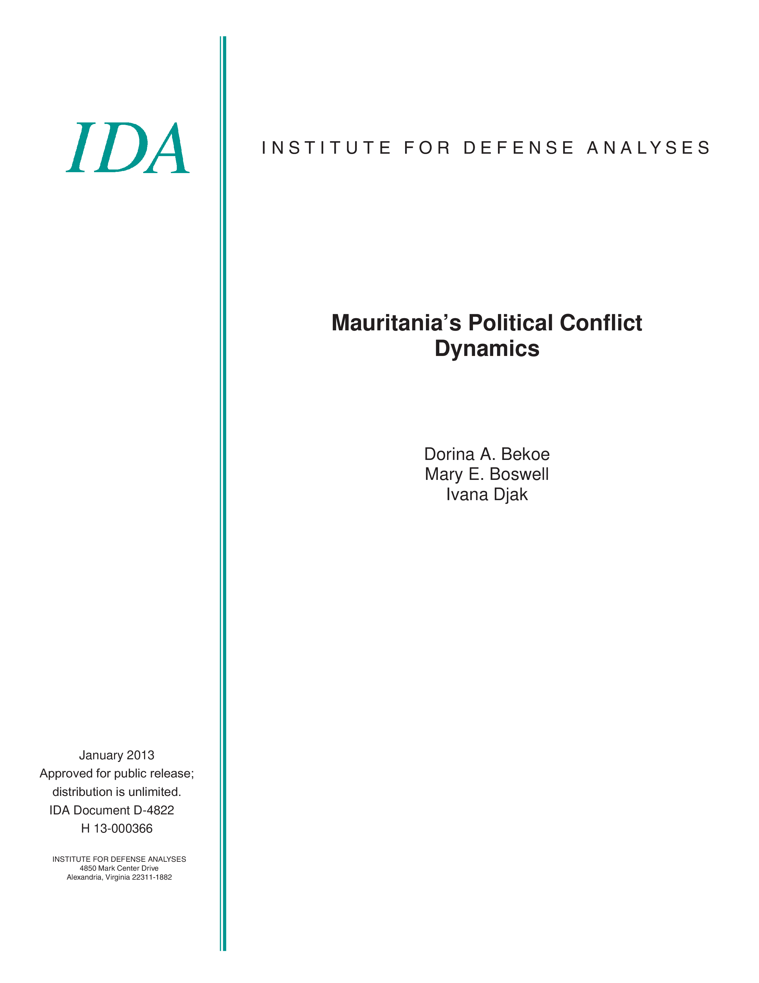 Mauritania’s Political Conflict  Dynamics 