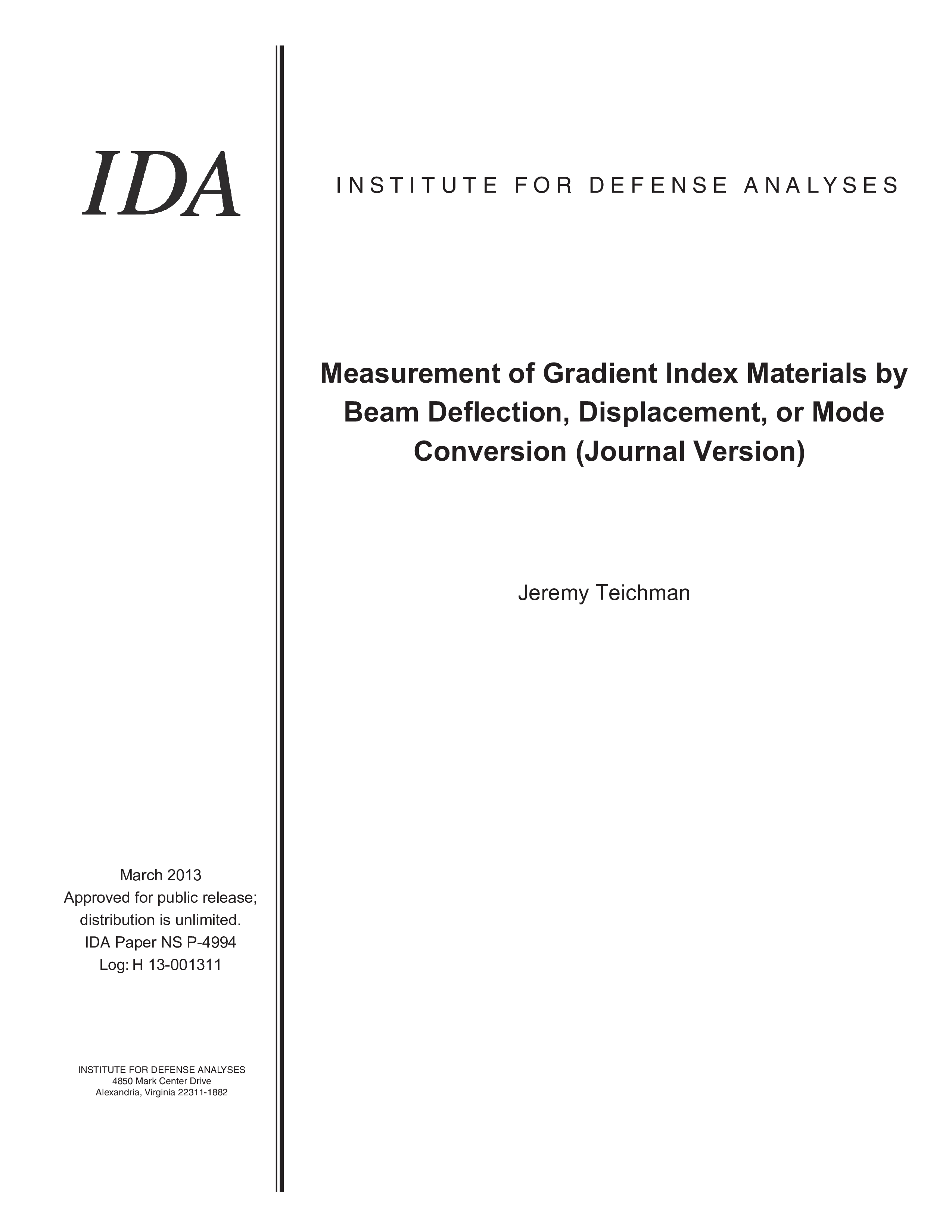 Measurement of Gradient Index Materials by Beam Deflection, Displacement, or Mode Conversion (Journal Version)