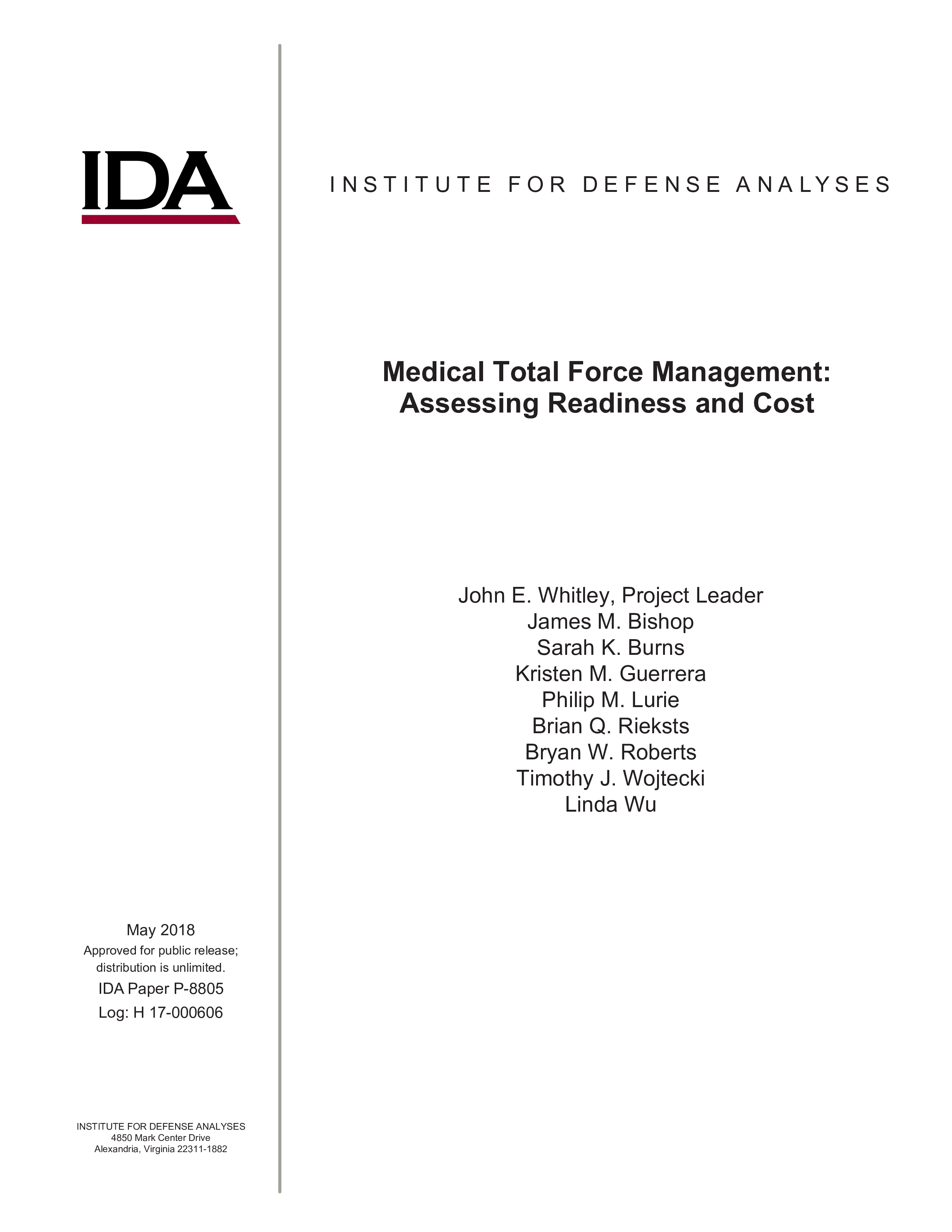 Medical Total Force Management: Assessing Readiness and Cost