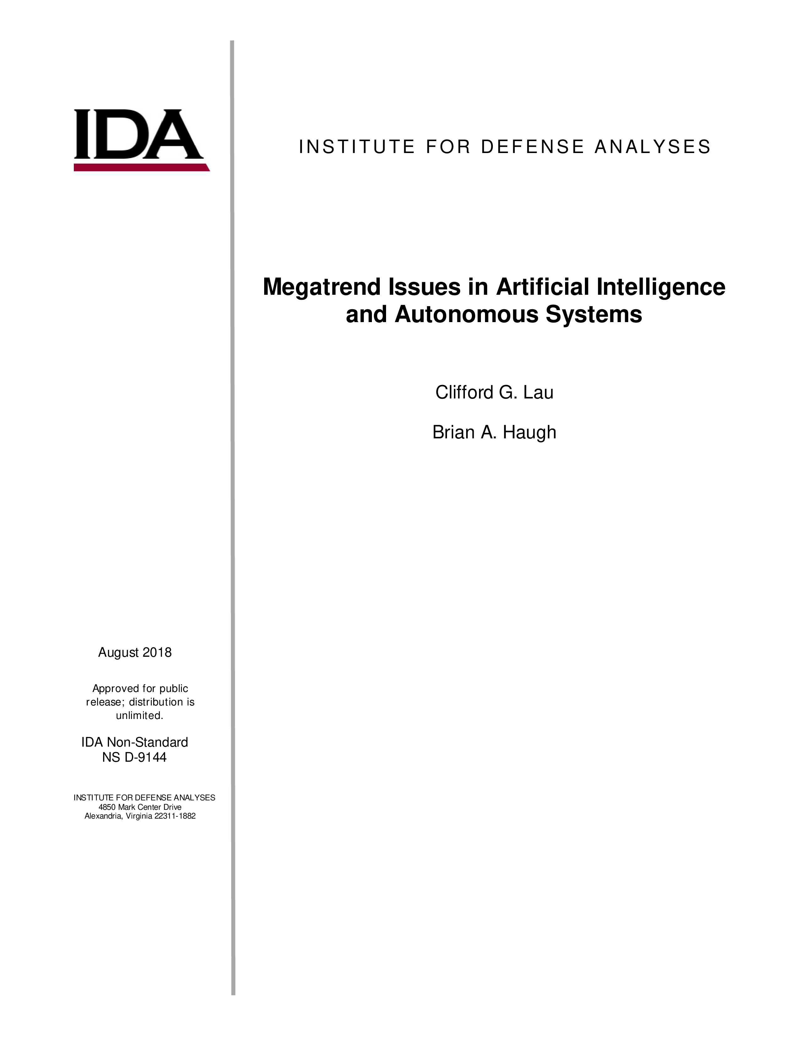 Megatrend Issues in Artificial Intelligence and Autonomous Systems
