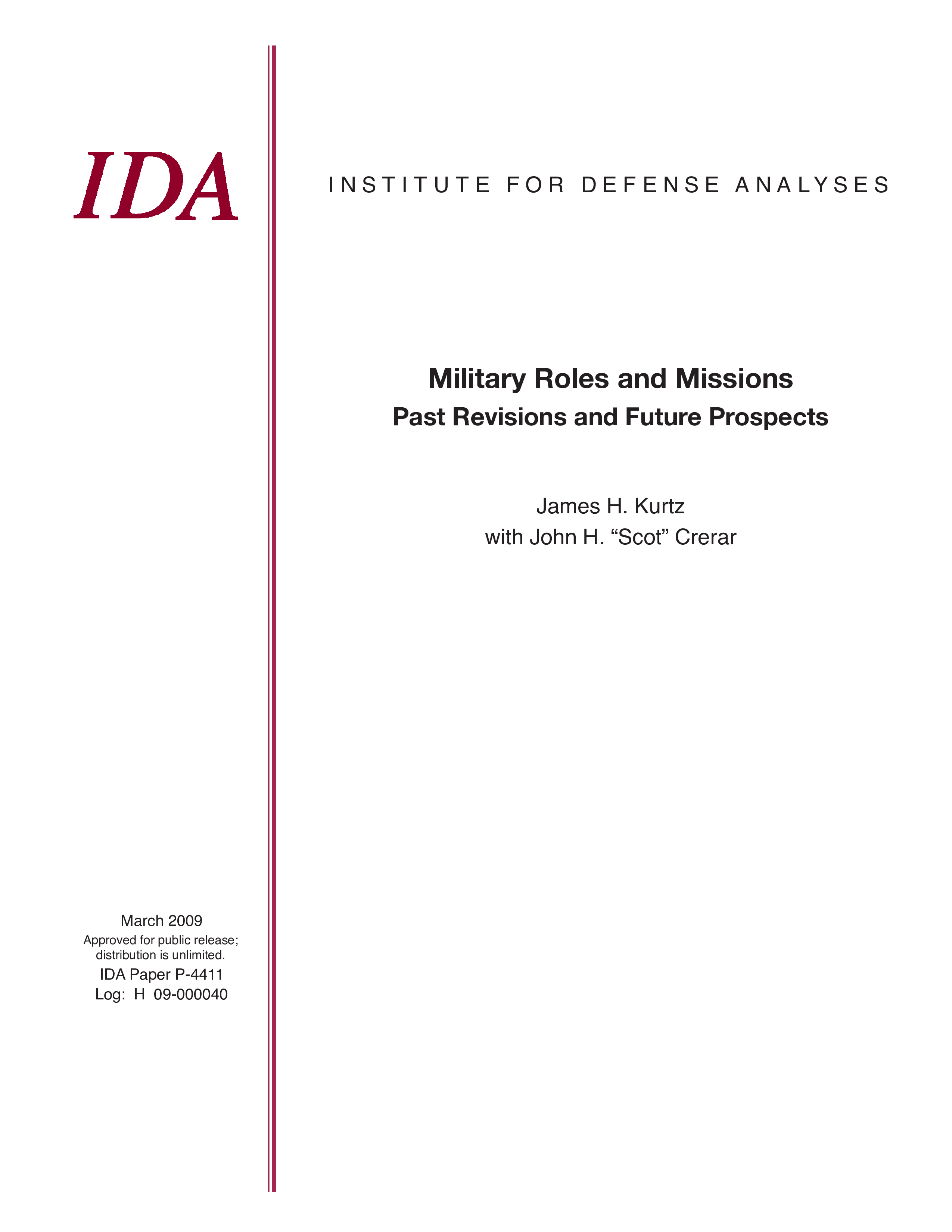 Military Roles and Missions Past Revisions and Future Prospects