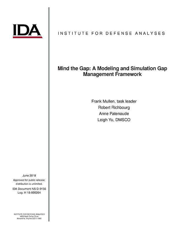 document cover, Mind the Gap: A Modeling and Simulation Gap Management Framework