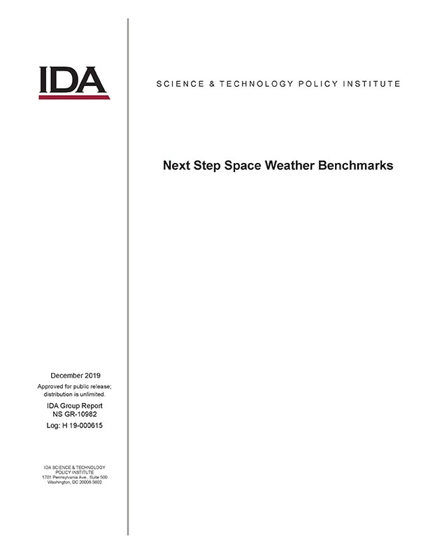 document cover, Next Step Space Weather Benchmarks