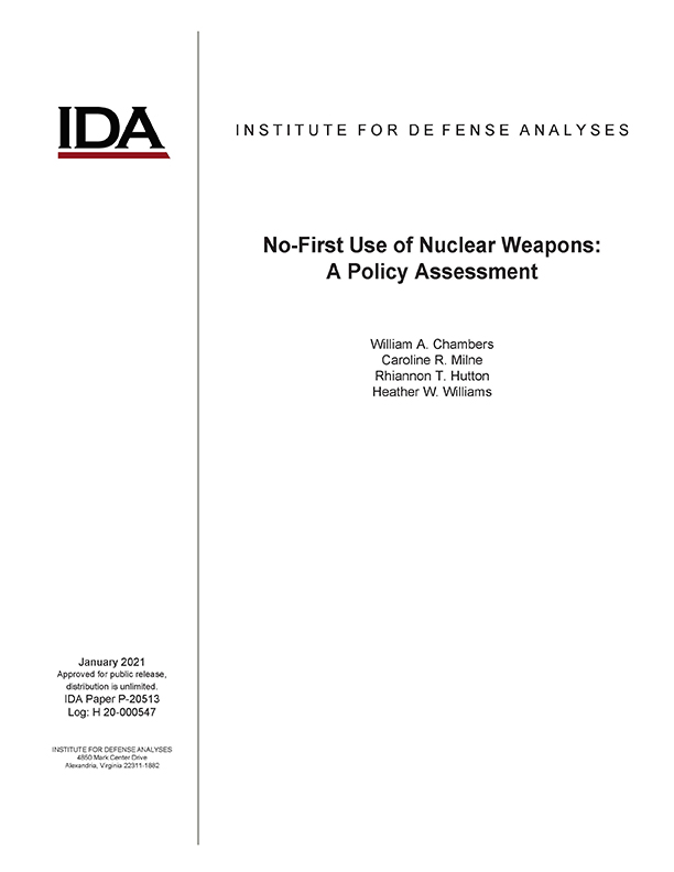 document cover, No-First Use of Nuclear Weapons: A Policy Assessment