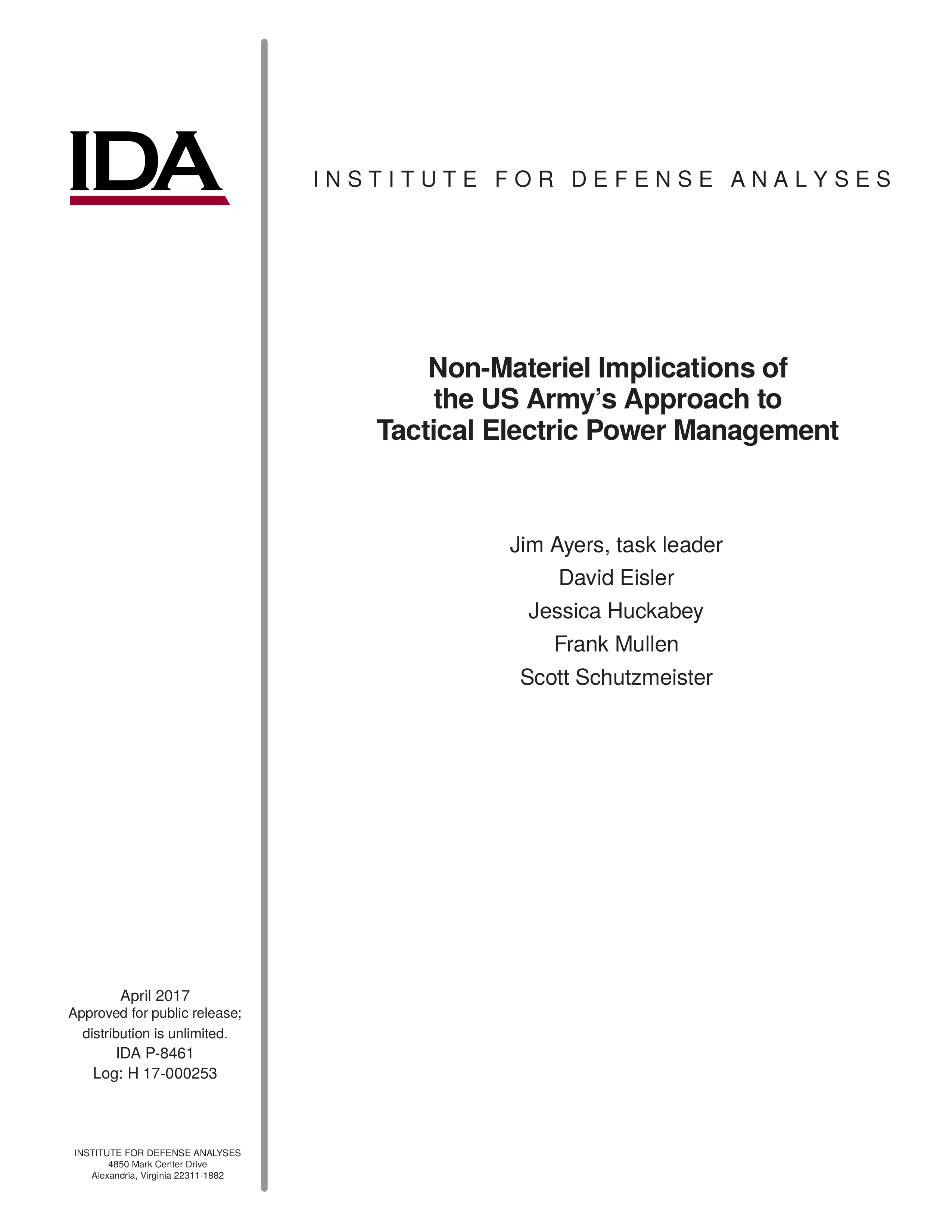 Non-Materiel Implications of the US Army’s Approach to Tactical Electric Power Management