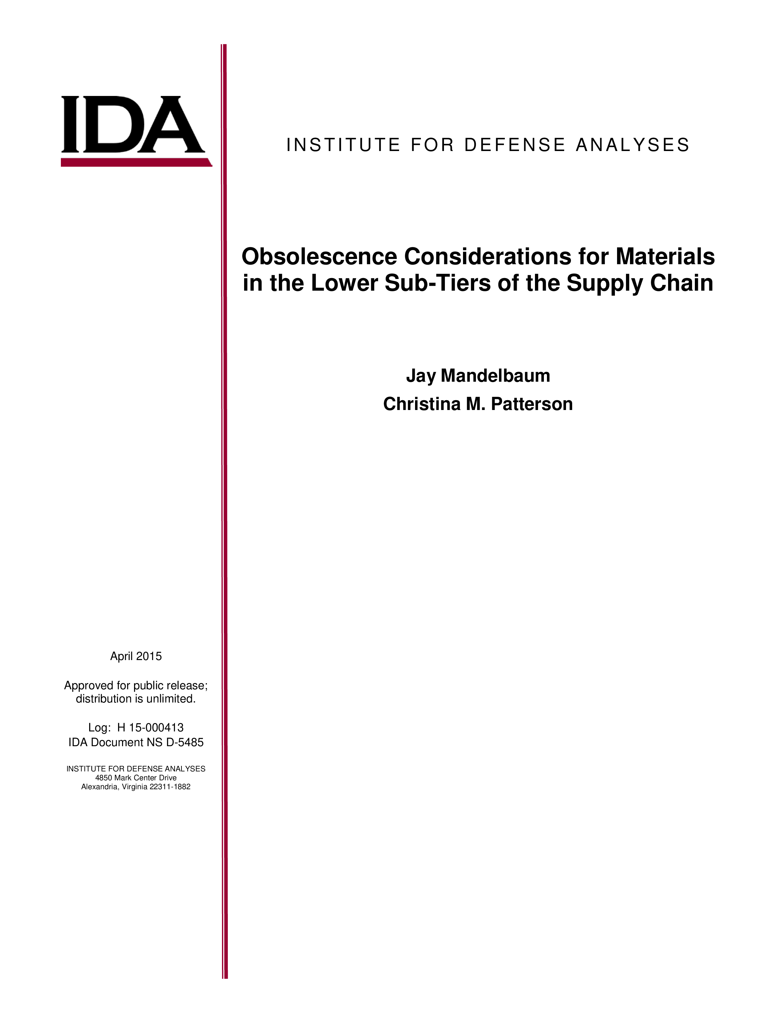 Obsolescence Considerations for Materials in the Lower Sub-Tiers of the Supply Chain