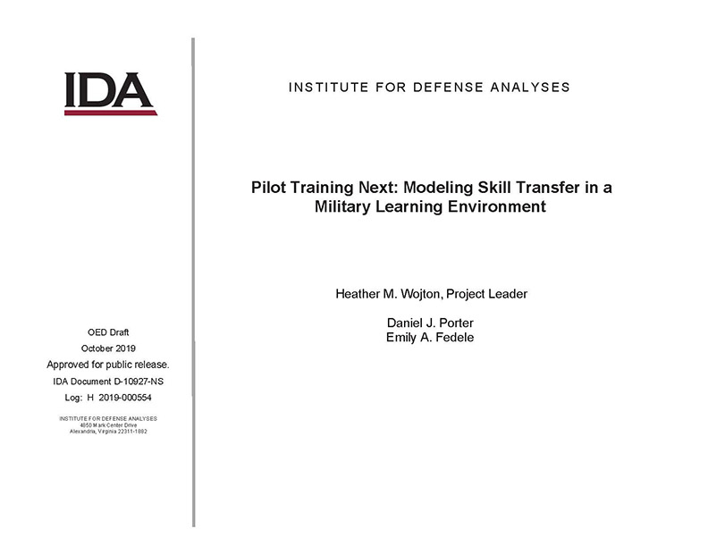 document cover, Pilot Training Next: Modeling Skill Transfer in a Military Learning Environment