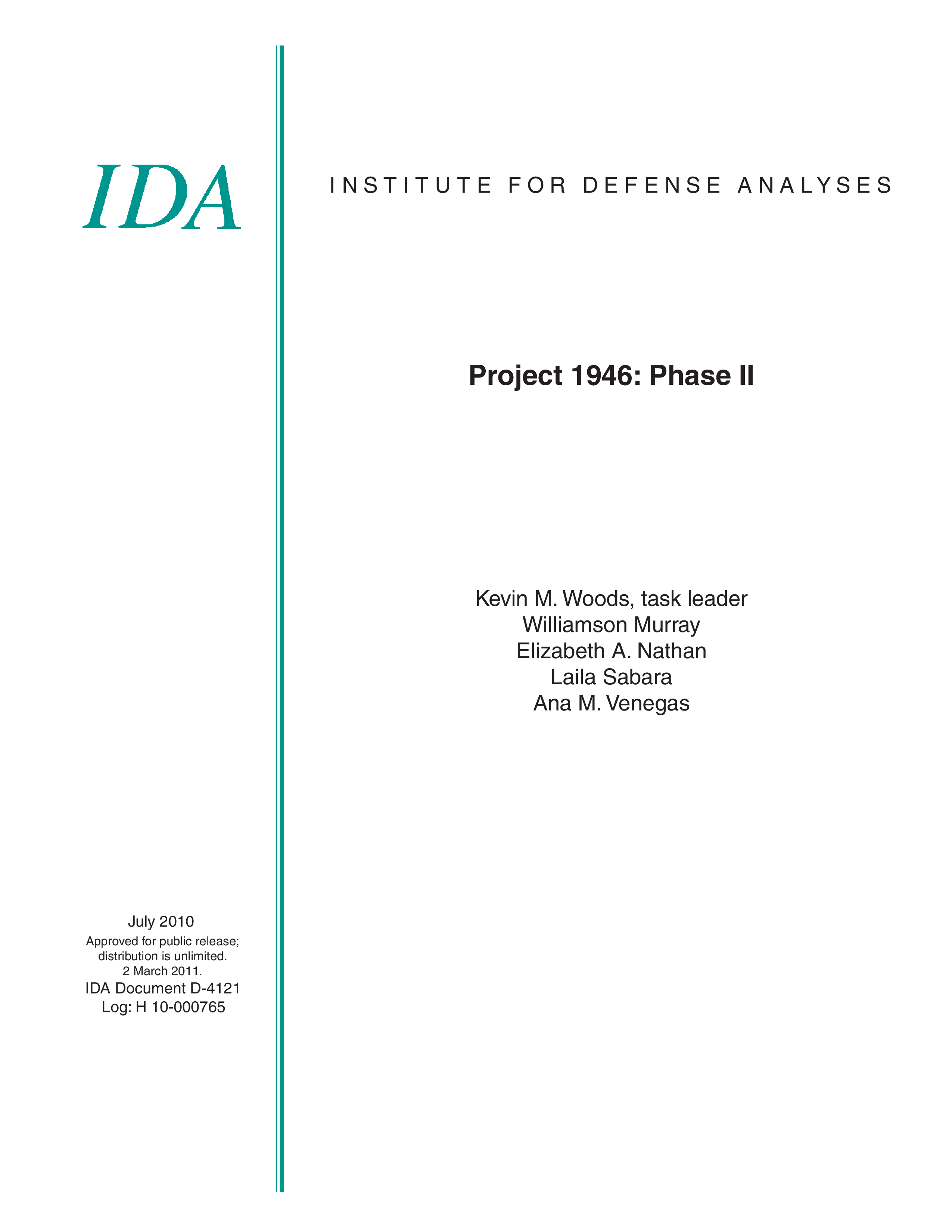 Project 1946 Phase II