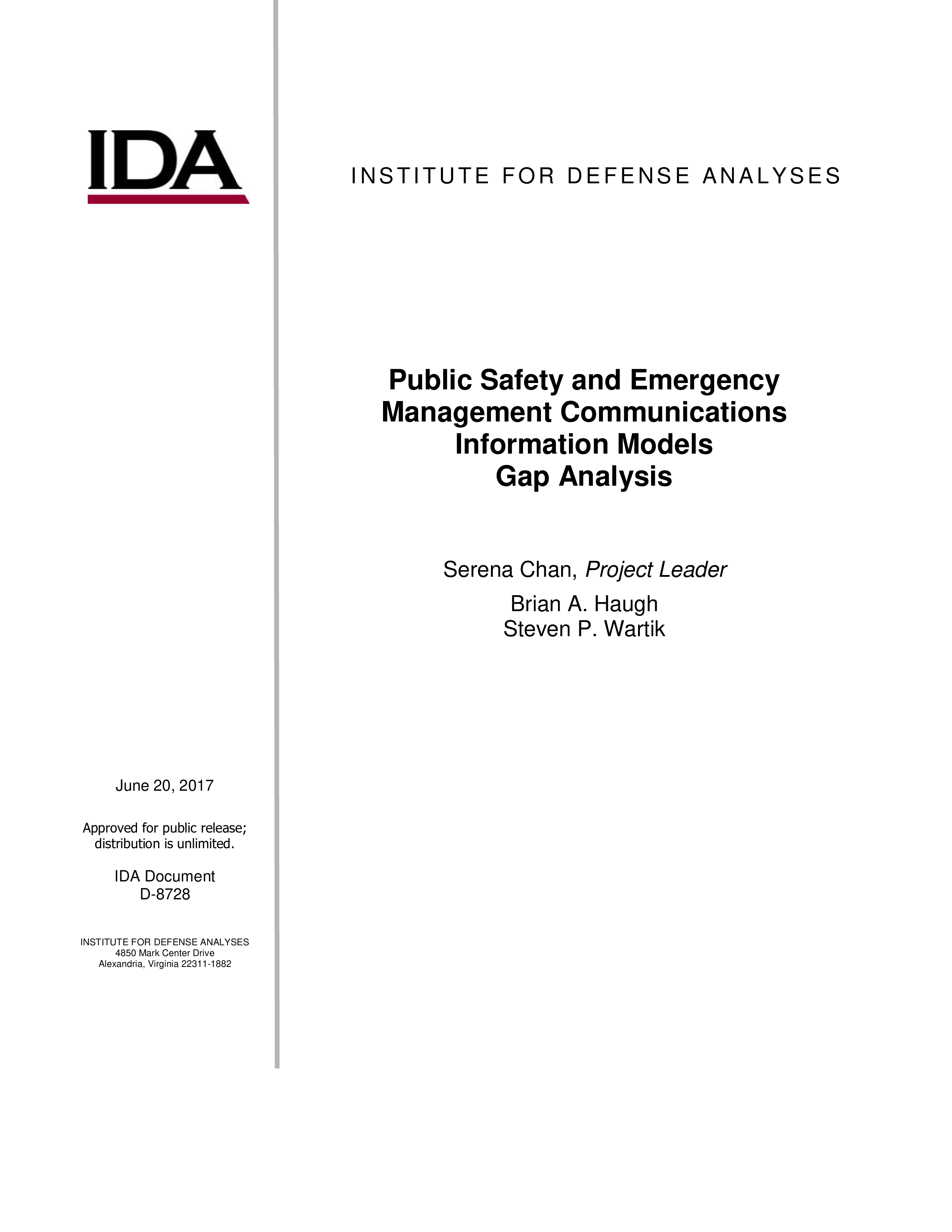 Public Safety and Emergency Management Communications Information Models Gap Analysis