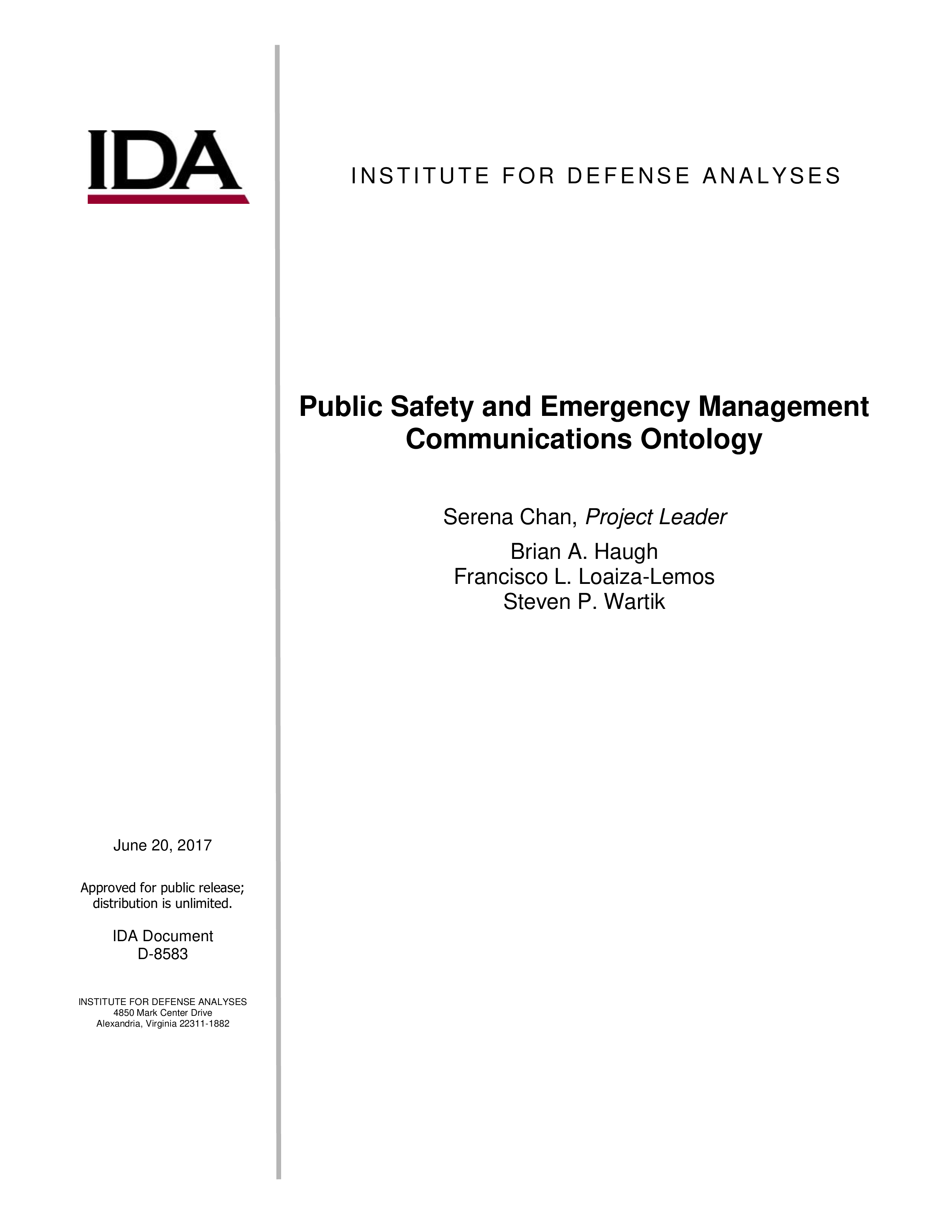 Public Safety and Emergency Management Communications Ontology