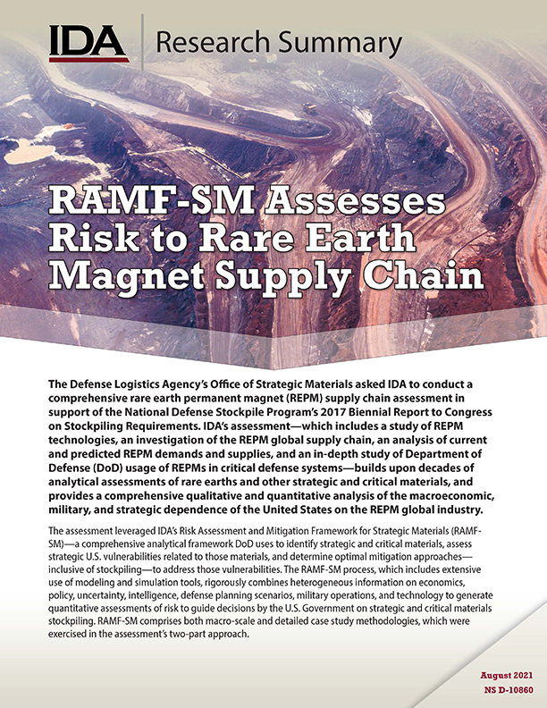 RAMF-SM Assesses Risk to Rare Earth Magnet Supply Chain