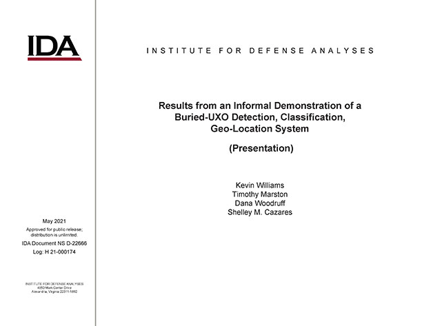 document cover, Results from an Informal Demonstration of a Buried-UXO Detection, Classification, Geo-Location System (Presentation)