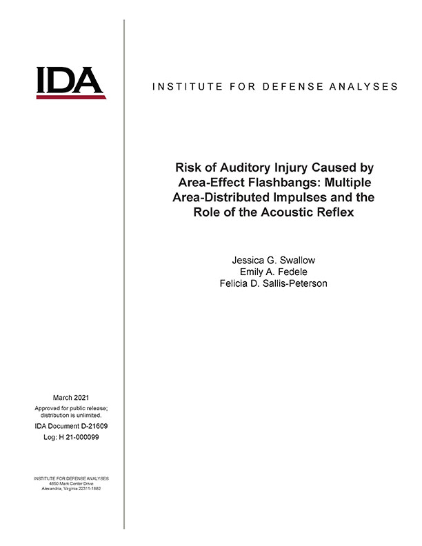 document cover, Risk of Auditory Injury Caused by Area-Effect Flashbangs: Multiple Area-Distributed Impulses and the Role of the Acoustic Reflex