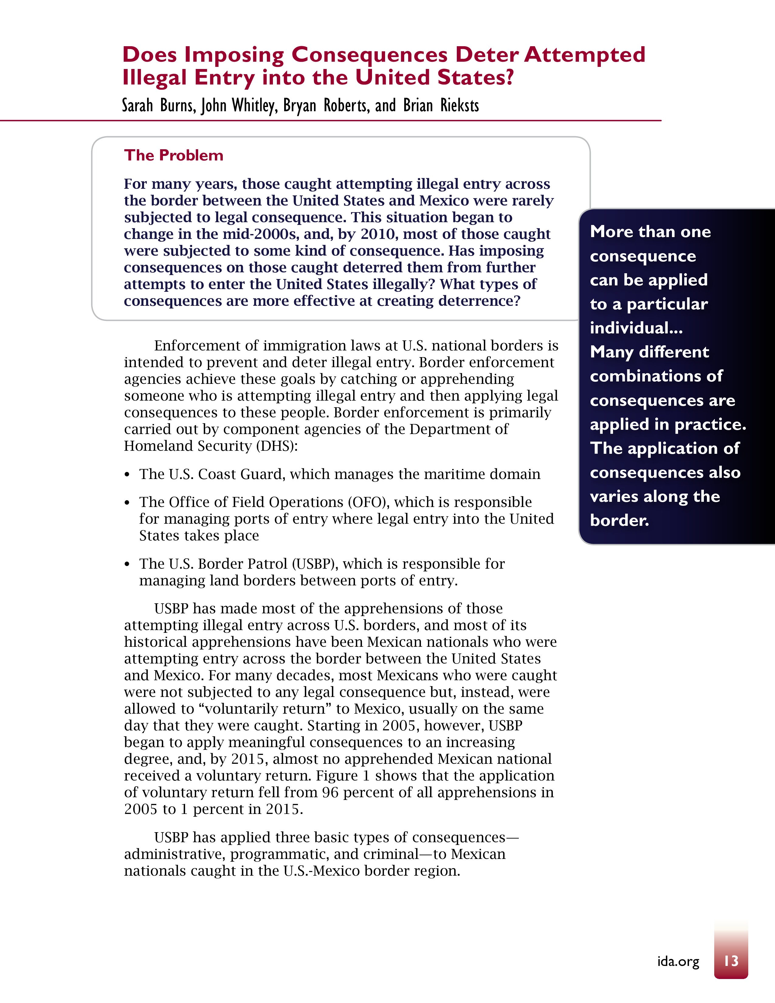 Does Imposing Consequences Deter Attempted Illegal Entry Into the United States?