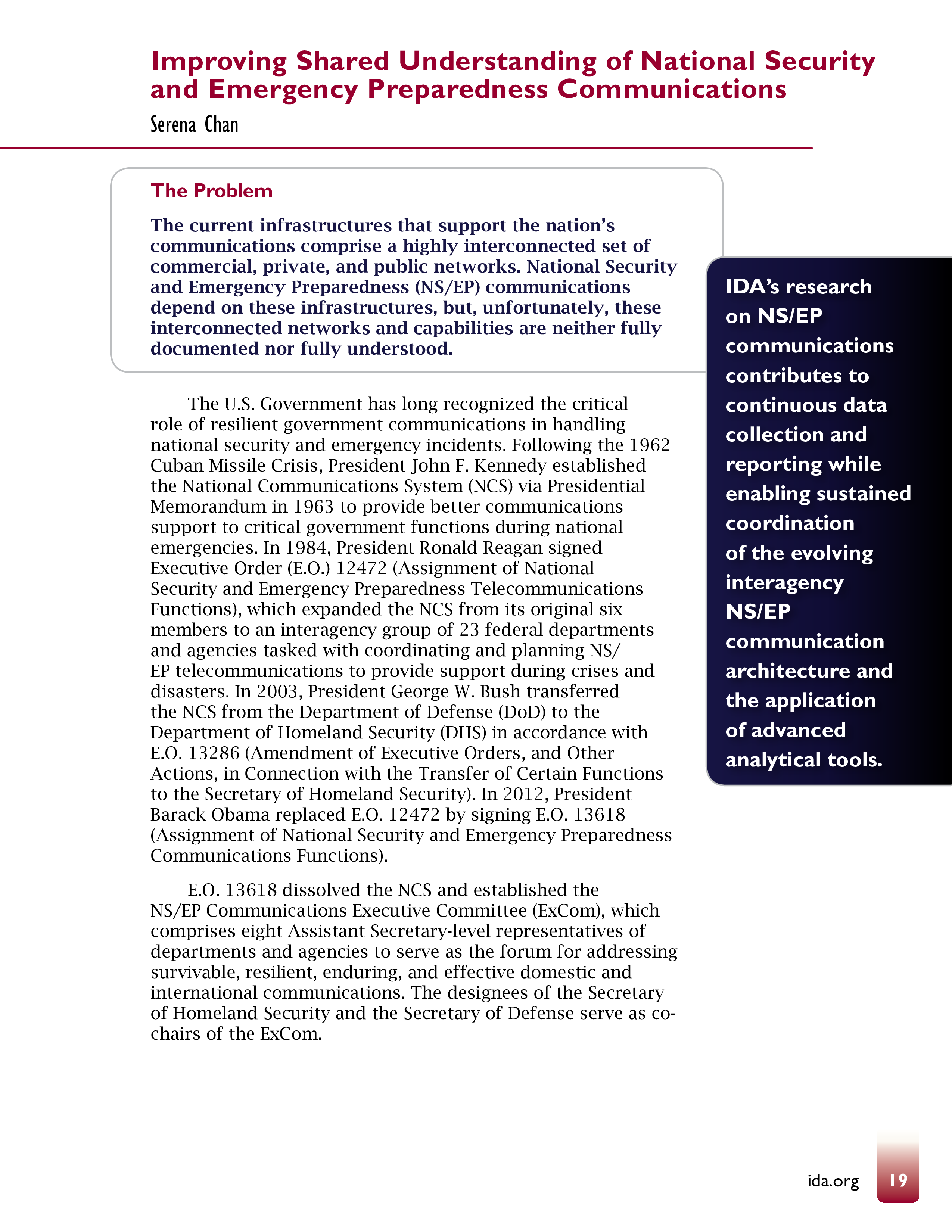 Improving Shared Understanding of National Security and Emergency Preparedness Communications