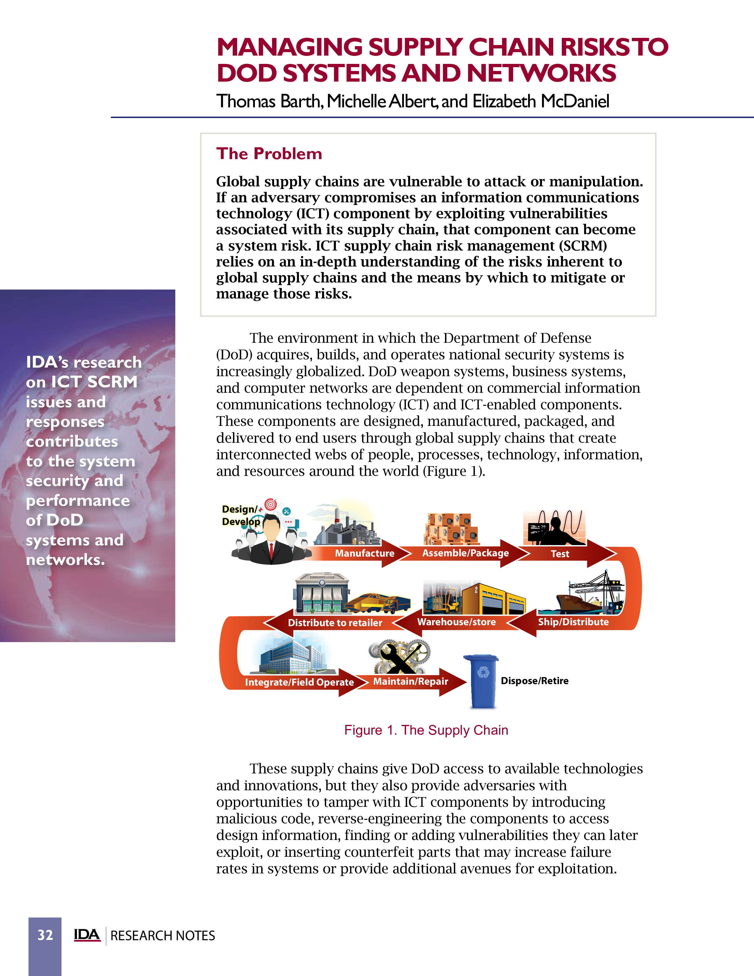 Managing Supply chain Risks to DoD System and Networks
