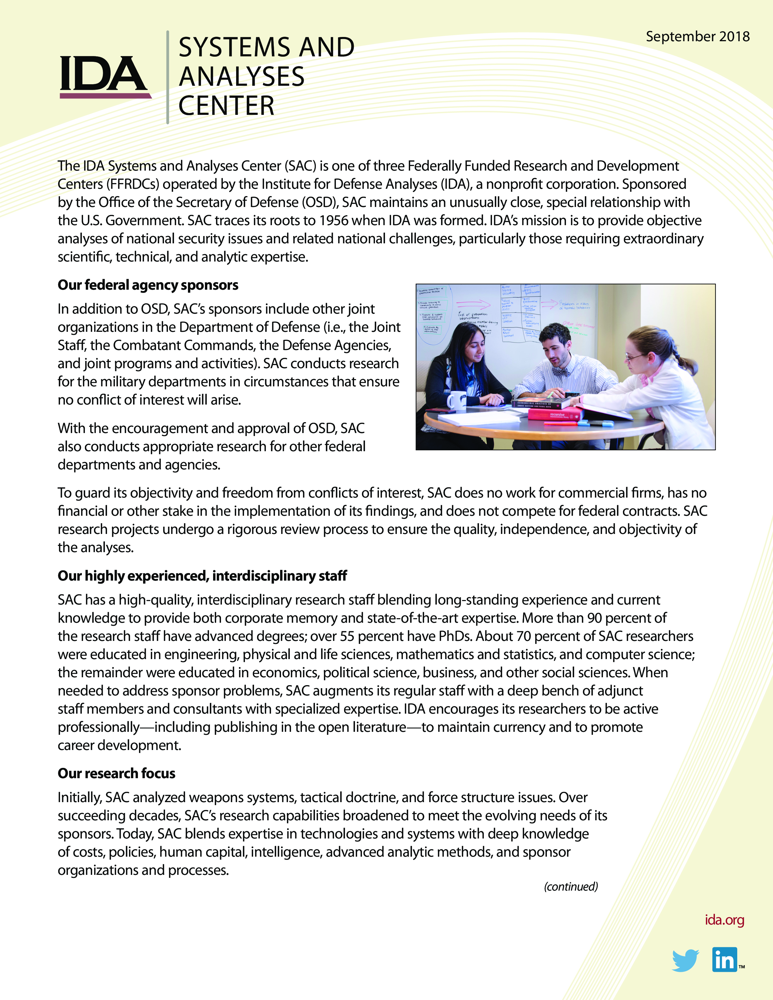 Systems and Analyses Center