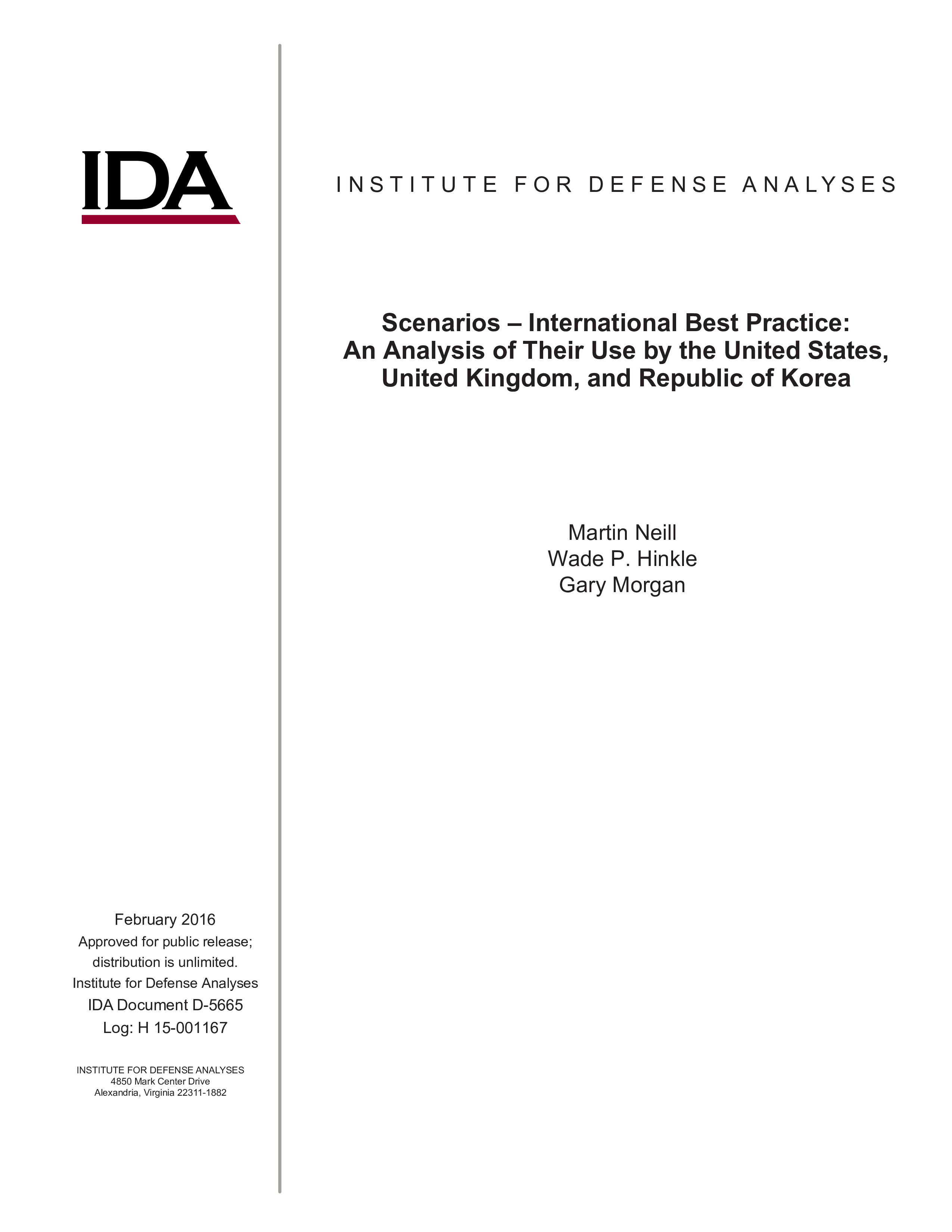 Scenarios – International Best Practice: An Analysis of Their Use by the United States, United Kingdom, and Republic of Korea cover image