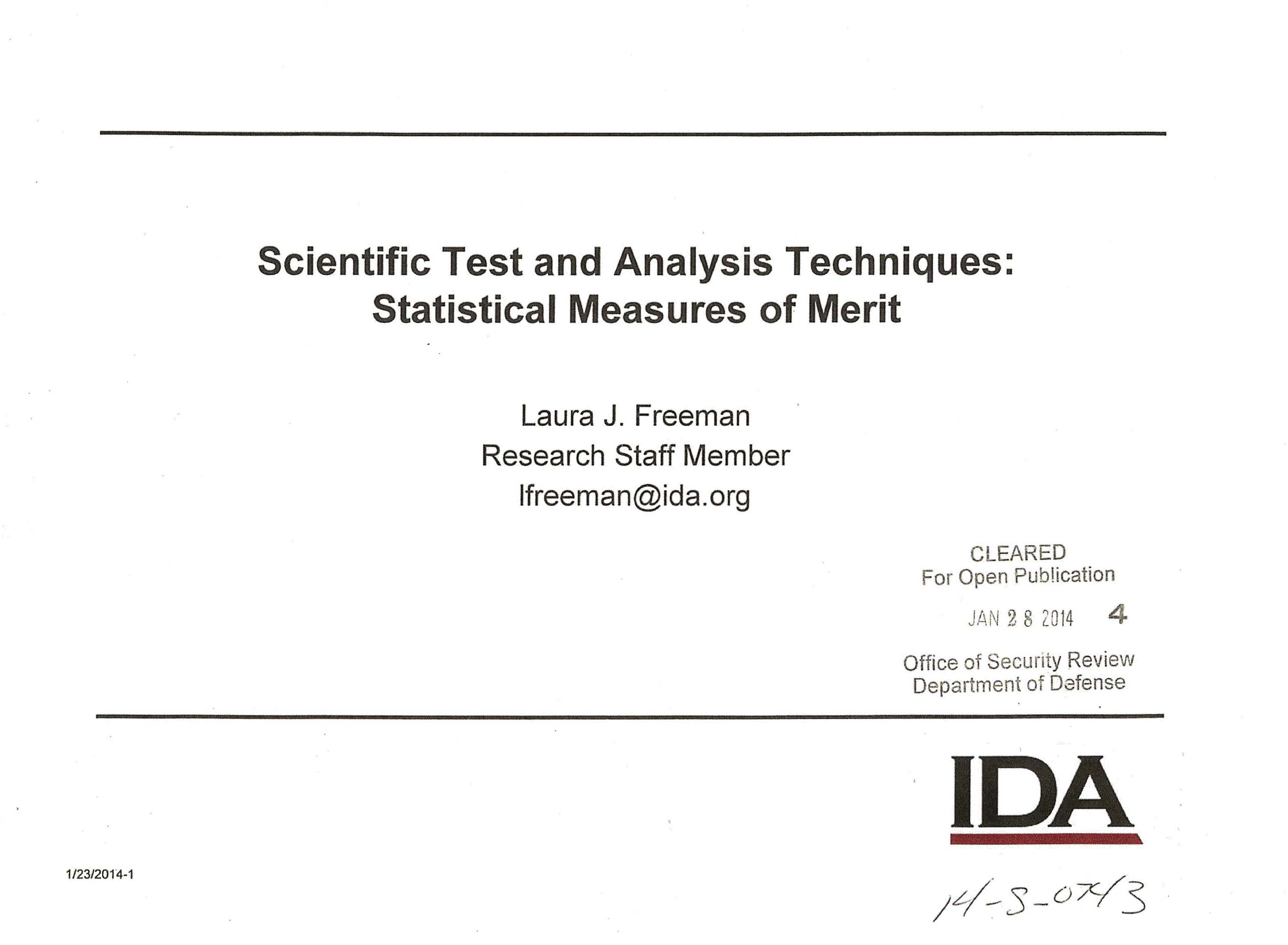 Scientific Test and Analysis Techniques Statistical Measures of Merit cover image